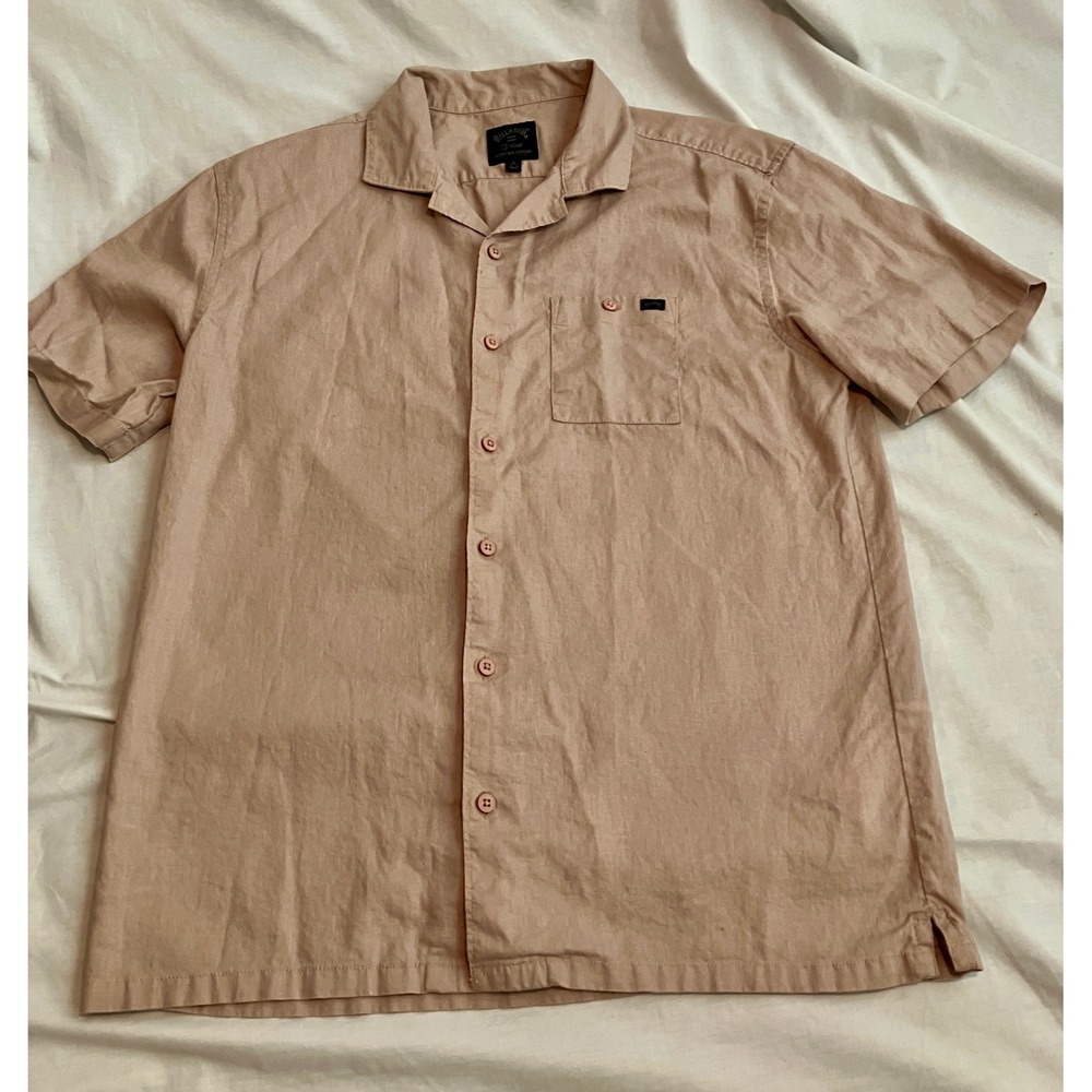 Billabong Adventure Division Camp Shirt Men's Small Button Up Short Sleeve Pink